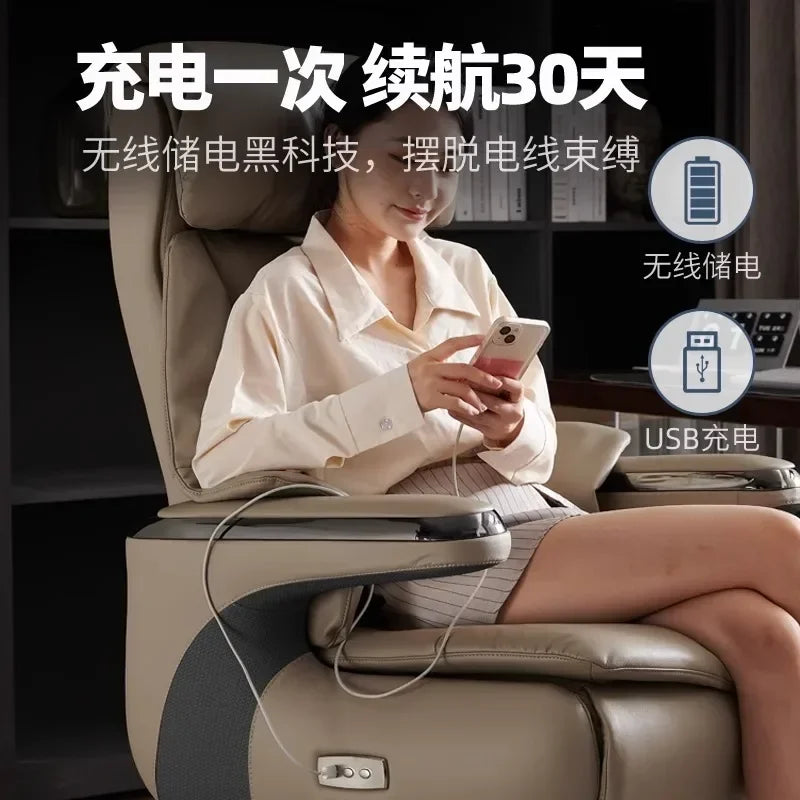 Senior Leather Office Chairs Ergonomic Comfortable Adjust Recliner Office Chairs Mobile Luxurious Furniture Silla Oficina LXOC