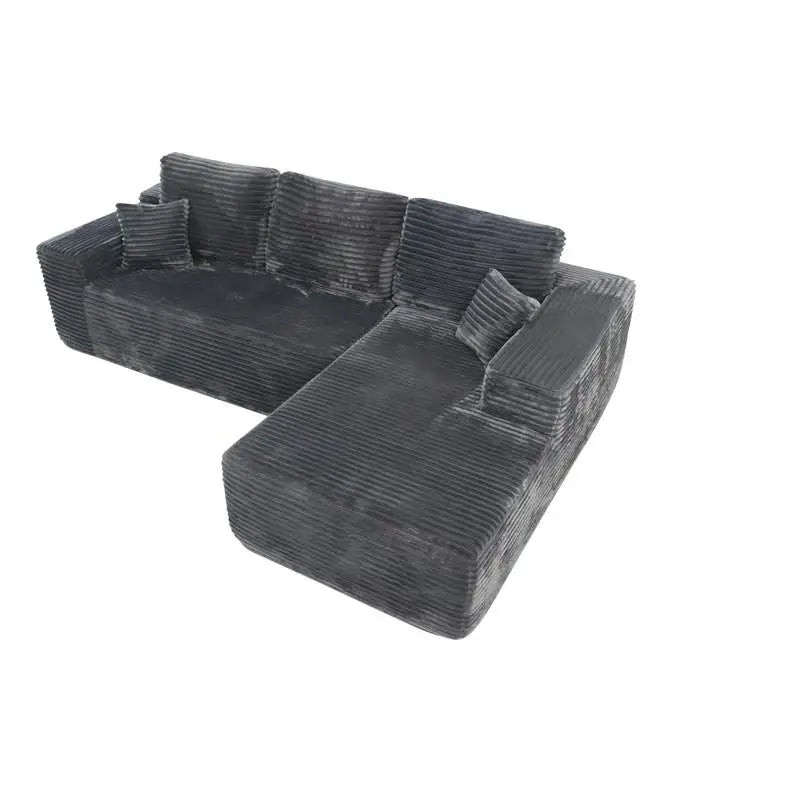 L-Shaped Modular Cloud Sectional Sofa with Deep Seat, Upholstered in Plush Corduroy Fabric, No Assembly Needed, Grey for Living