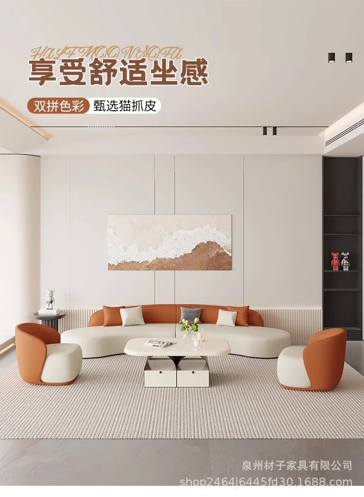 Nordic Fabric Sofa Office Business Reception Sofa Coffee Table Combination Beauty Salon Negotiation Leather Sofa