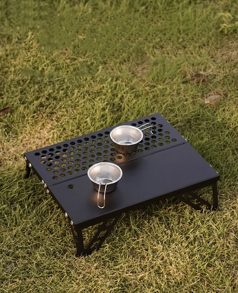 Pocket Mini Table for Camping, Aluminum Lightweight Portable Table Foldable Leg Design Perfect for Cookware, Hiking, Fishing