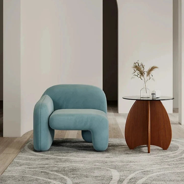 Luxury living room furniture Comfortable modern velvet cream lamb chair