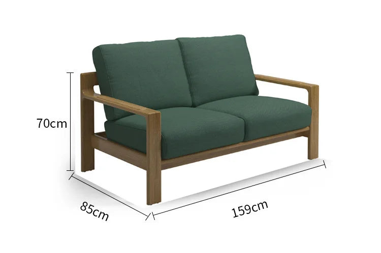 Nordic outdoor sofa balcony courtyard garden open-air waterproof and sunscreen high-end teak sofa coffee table combination