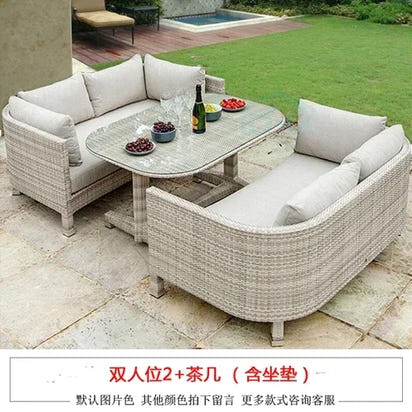 Budget-friendly Outdoor Rattan Woven Sofa, Outdoor Garden, Villa, Courtyard Balcony, Casual Corner Sofa, Coffee Table