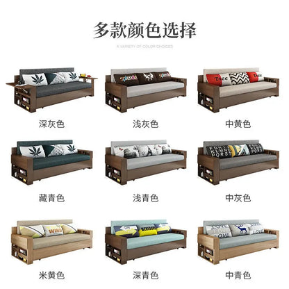 custom. [2675 People Favorited] Solid Wood Sofa Bed Small Apartments, Multifunctional Living Room Study Room, Push-Pull Fold