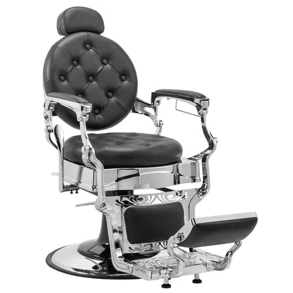 Heavy Duty Vintage Recline Barber Chair Hydraulic with Headrest, Supports up to 700lbs & 360°Rotatable, Professional Salon