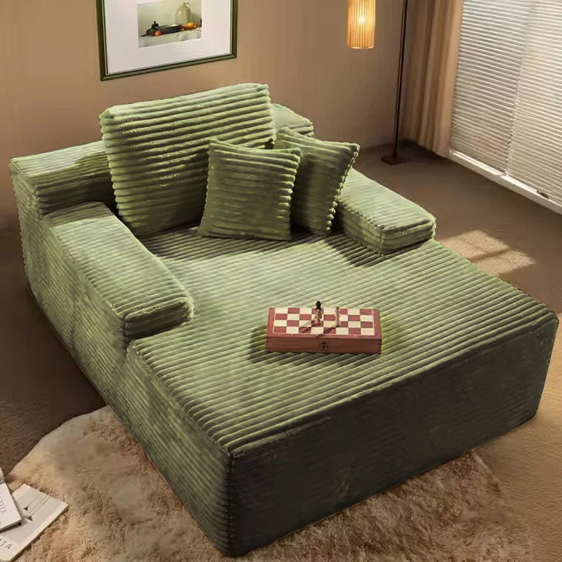Boxed roll bag vacuum compression cinema sofa large stripe fabric living room villa bedroom soft sofa recliner