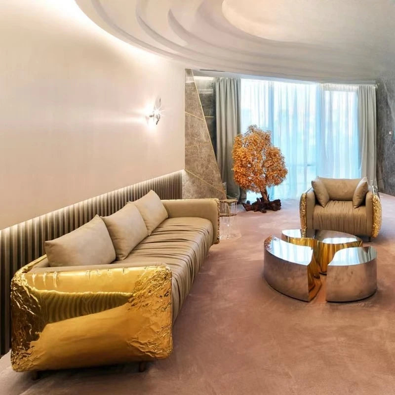 Modern style leather living room sofa lightweight luxury set furniture