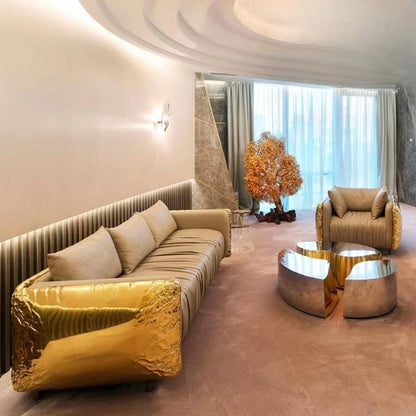 Modern style leather living room sofa lightweight luxury set furniture