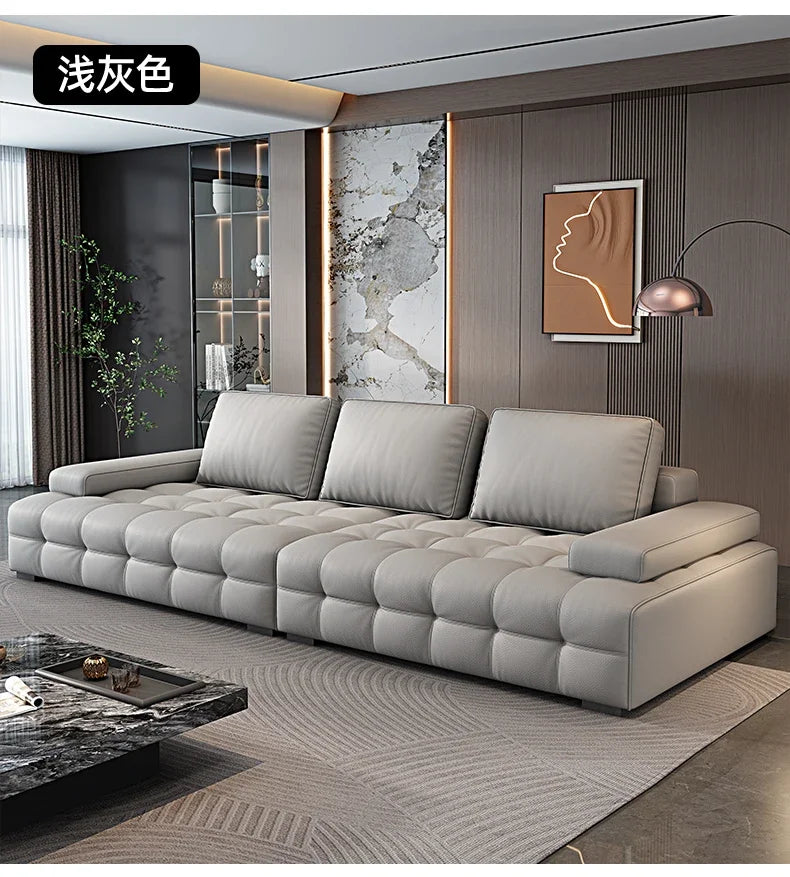 Modern Minimalist New Leather Living Room Lawrence Italian Light Luxury Straight L Shaped Sectional Lazy Soft Tatami Lounge Sofa