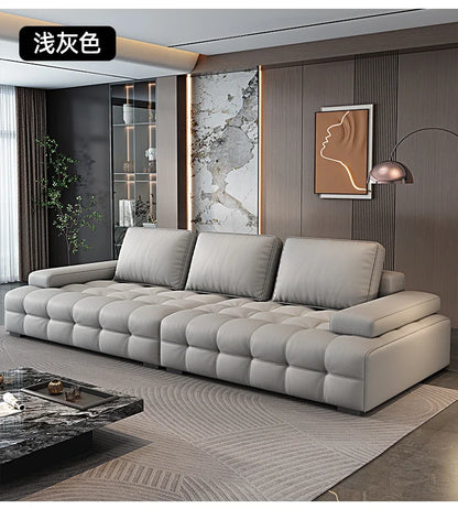 Modern Minimalist New Leather Living Room Lawrence Italian Light Luxury Straight L Shaped Sectional Lazy Soft Tatami Lounge Sofa