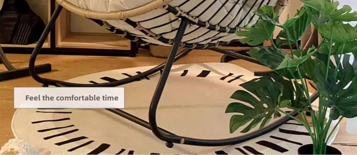 PE Rattan Weave Rocking Chair Lie Down or Sleep Lunch Break Chair Living Room Balcony Chaise Longue Adult Kid Recliner Lazy Sofa