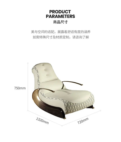 Modern Italian Leather Rocking Chair Single Sofa Recliner Leisure Style New Design Comfortable Home Furniture