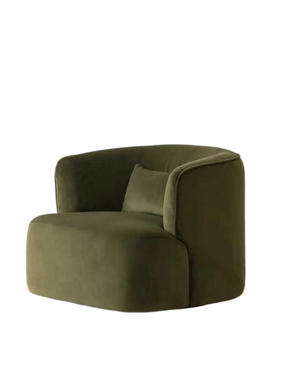 Nordic modern simple cream white single casual fabric sofa curved lamb wool small sofa