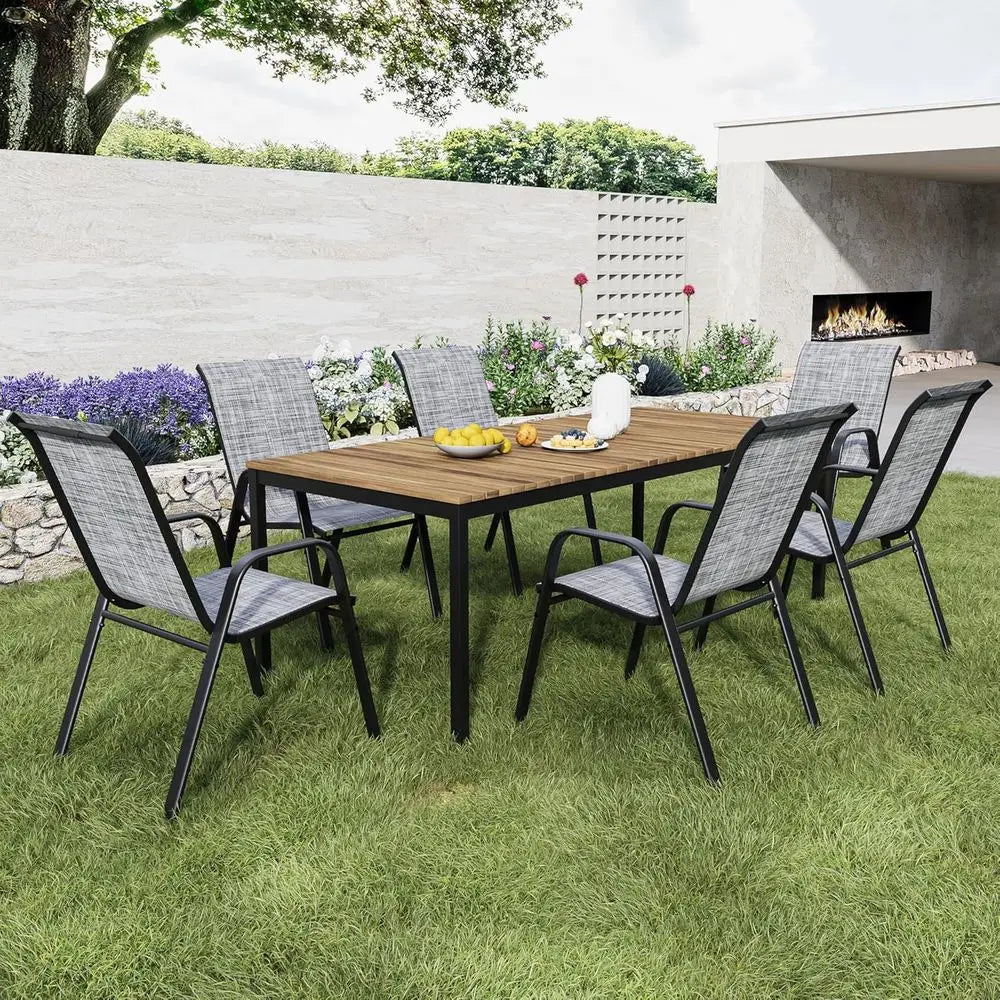 Patio Dining Chairs Set of 4 Outdoor Stackable Dining Chairs for All Weather 330lbs Capacity Heavy Duty Textilene Fabric Rustpro