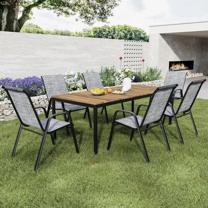 Patio Dining Chairs Set of 4 Outdoor Stackable Dining Chairs for All Weather 330lbs Capacity Heavy Duty Textilene Fabric Rustpro