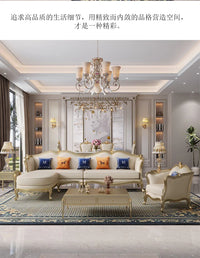 ZZ ZF Light Luxury Leather Solid Wood Sofa Combination Simple Luxury Complete Villa