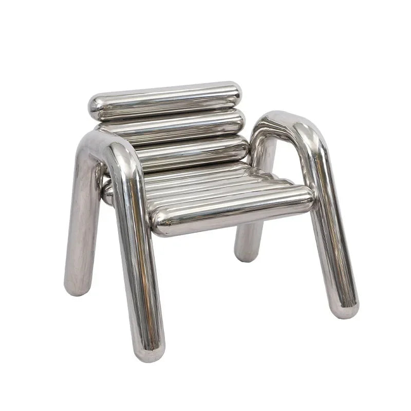 JJJJLight Luxury Minimalist Clothing Store Mirror Stainless Steel Coffee Table Stool Chair