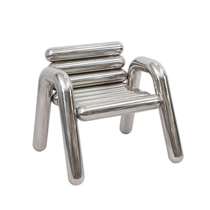 JJJJLight Luxury Minimalist Clothing Store Mirror Stainless Steel Coffee Table Stool Chair