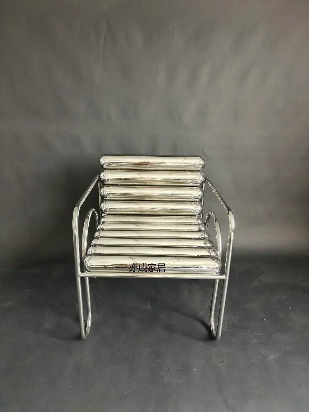 JJJJLight Luxury Minimalist Clothing Store Mirror Stainless Steel Coffee Table Stool Chair