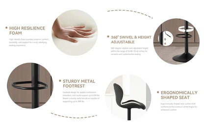2pcs Bar Chair, 360° Rotating, Adjustable Height, Artificial Leather Upholstered With Backrest, Suitable For Dining Room