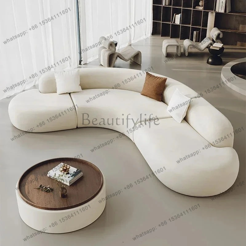 L-shaped corner curved special-shaped sofa small apartment beauty salon hotel office lobby lounge area reception