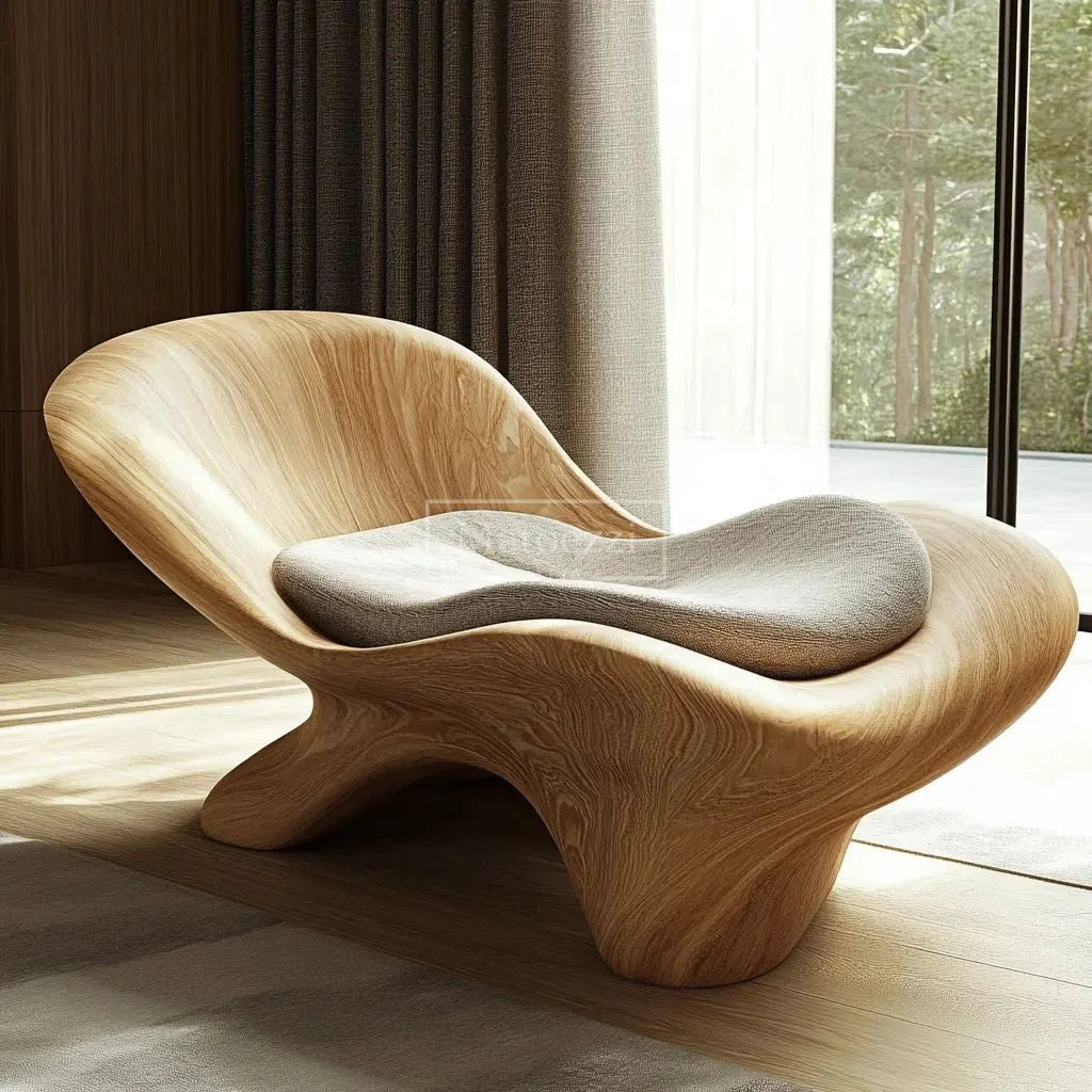 Modern unique shape leisure chair simple design accent chair home hotel solid wood armchair