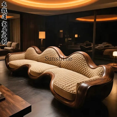North American light luxury style solid wood three-person sofa high-end living room light luxury furniture
