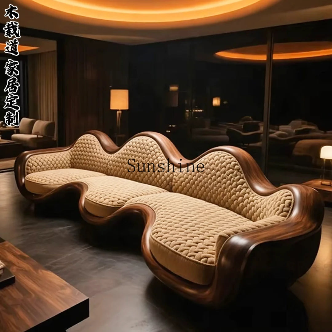 North American light luxury style solid wood three-person sofa high-end living room light luxury furniture