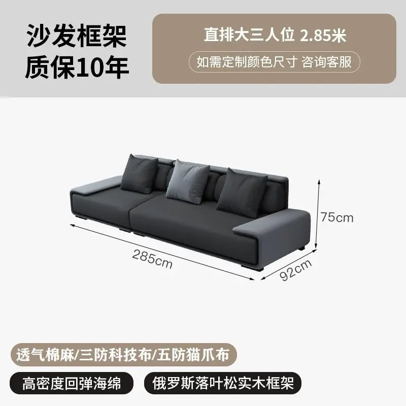 Nordic Living Room Sofas Recliner Minimalist Apartment Straight Sofas Fabric Comfortable Divani Da Soggiorno Home Furniture