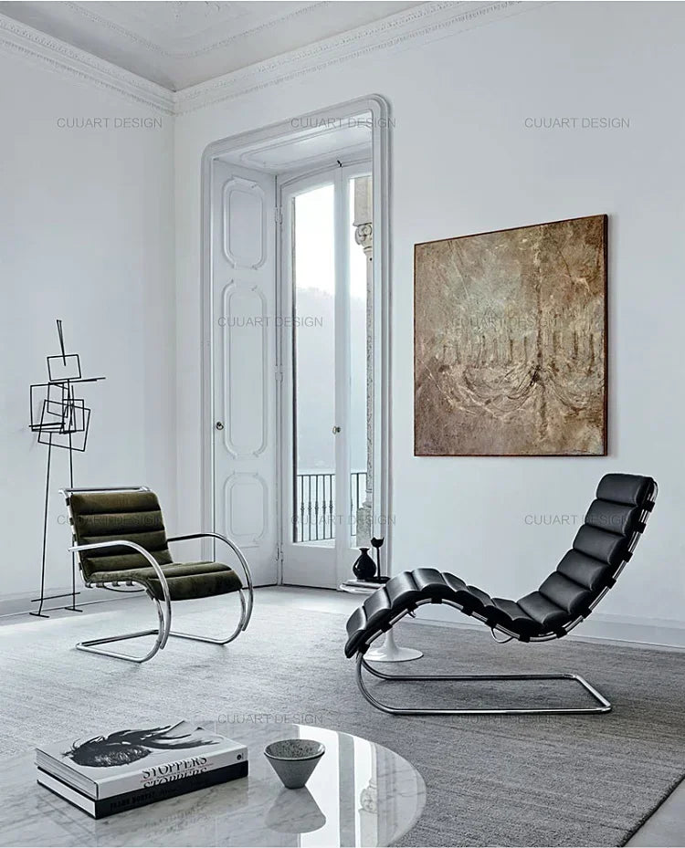 Lounge Chair Lunch Break Home Balcony, Office Medieval Chair Designer Stainless Steel Leisure Chair Single