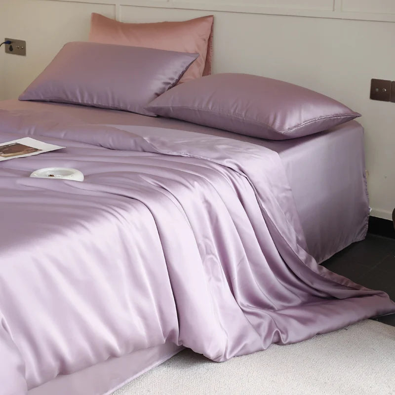 100% Silk 3pcs Bedding Set Natural Mulberry Silk Duvet Cover Set with 2pcs Pillowcase Solid Color Quilt Cover Pillow Case Luxury