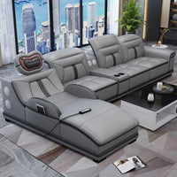 Massage combination living room leather sofa first layer cowhide small apartment sofa living room