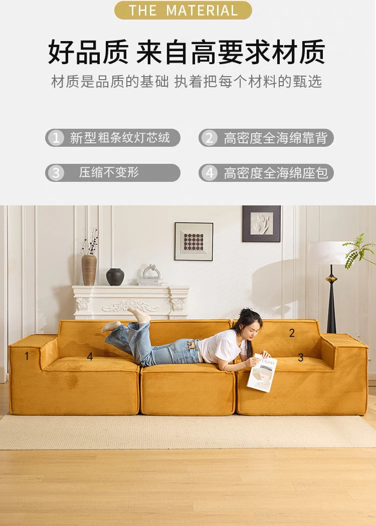 Vacuum compression sofa tofu block combination modern simple living room small apartment retro cross-border fabric furniture