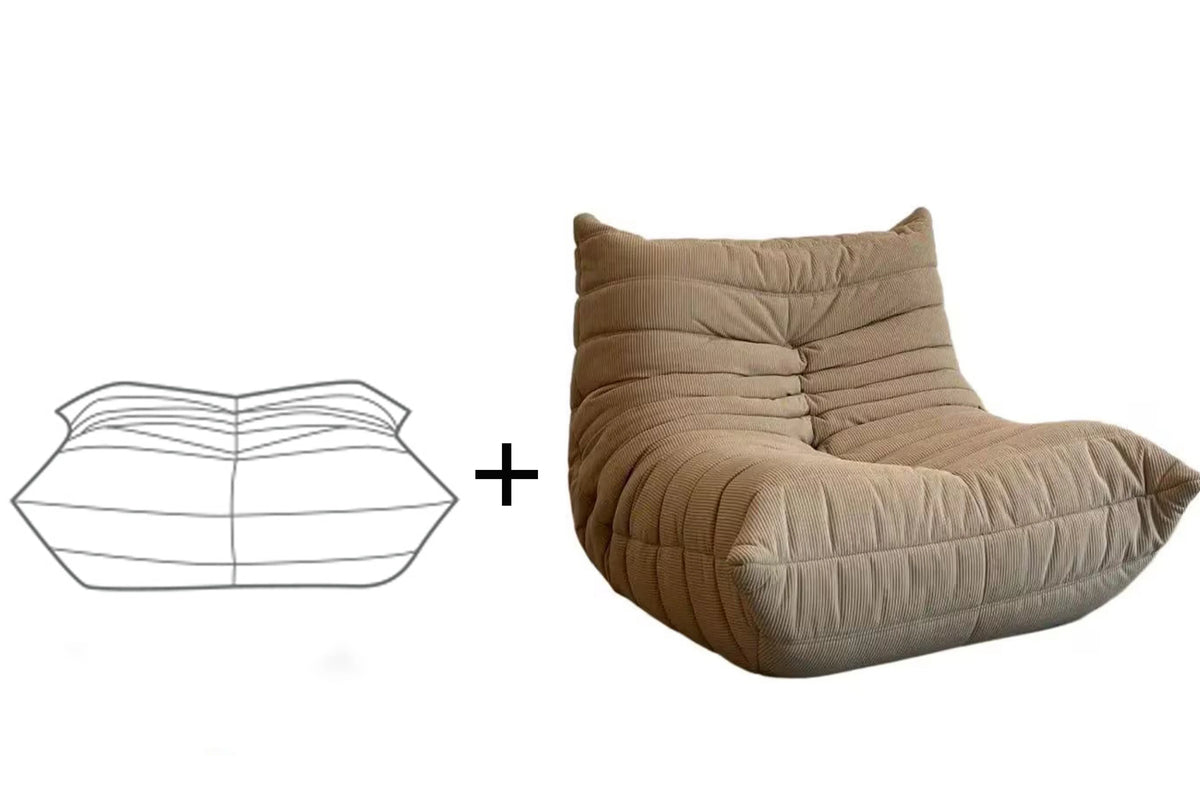 Lounge Bean Bag Chair for Adult Armless Lazy Floor Sofa Fireside Chair for Living Room Gaming Room Bedroom Soft Corduroy Couch