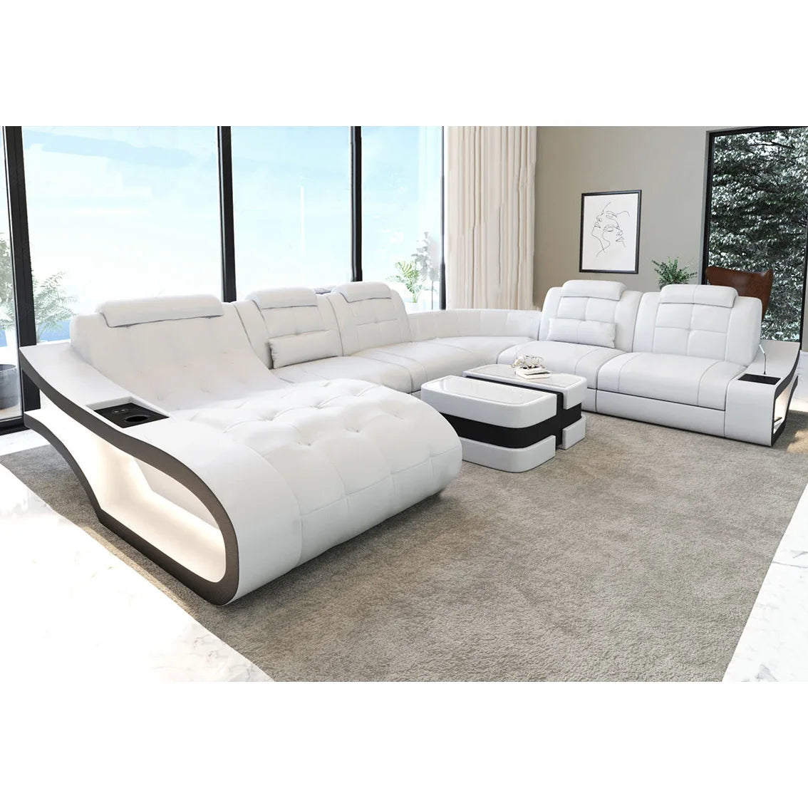Postmodern leather home improvement combination American villa U-shaped sofa