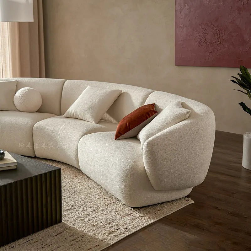 Italian light luxury cream style fabric sofa small apartment living room corner sofa new apartment