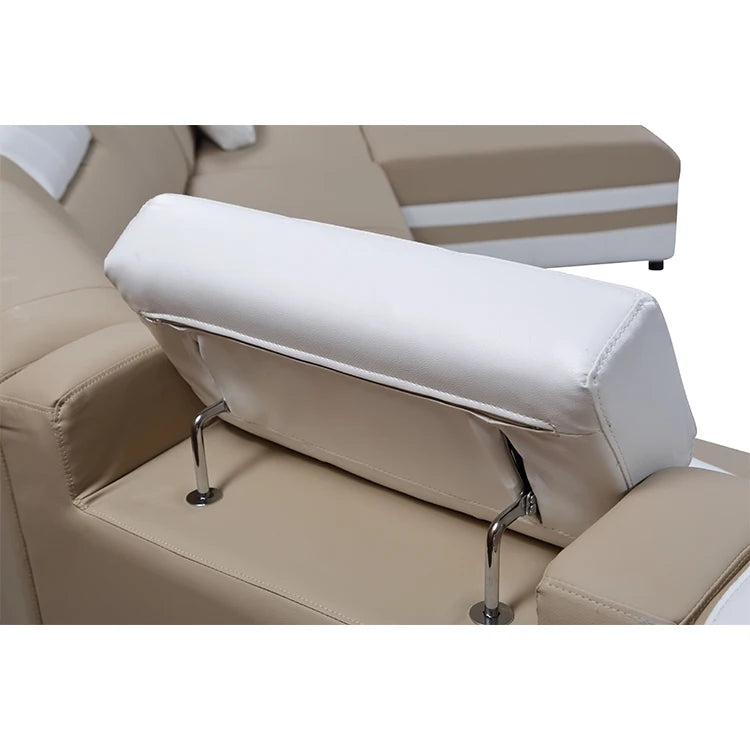 Genuine Leather White Sofa Living Room Furniture Cream Modern Pu Leather Sofa Set