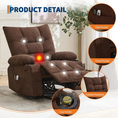 Power Lift Recliner Chair for Elderly - Electric Massage & Heat Recliner with 45° Assist Stand, Living Room Sofa for Small Space