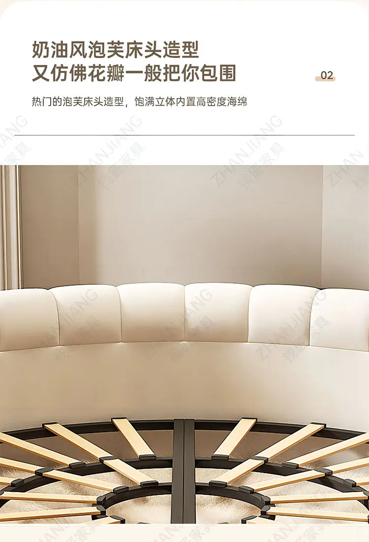 Designer Girls Modern Beds 200×180cm Luxury Italian King Size Bedroom Bed Double Loft Round Adults Cama Matrimonial Furniture