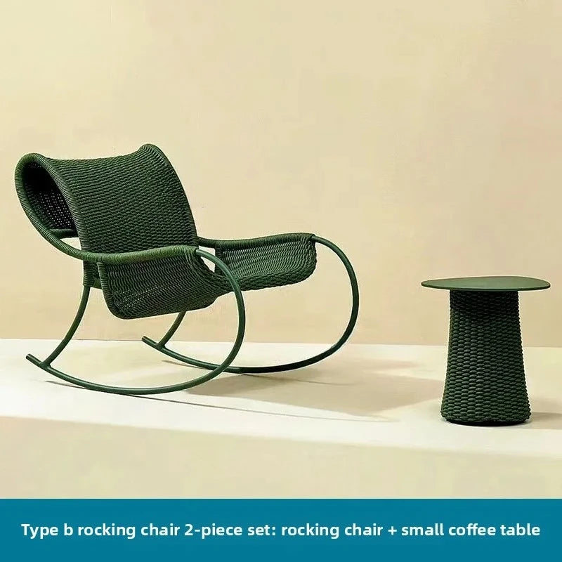 Villa Hotel Outdoor Garden Single Rattan Chair Nordic Home Aluminum Alloy Table and Chair Set Leisure Rope Garden Furniture Sets