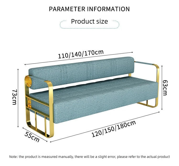 Famous Hair Salon Area Bench Hair Salon Waiting Light Luxury Stainless Steel Bar Sofa
