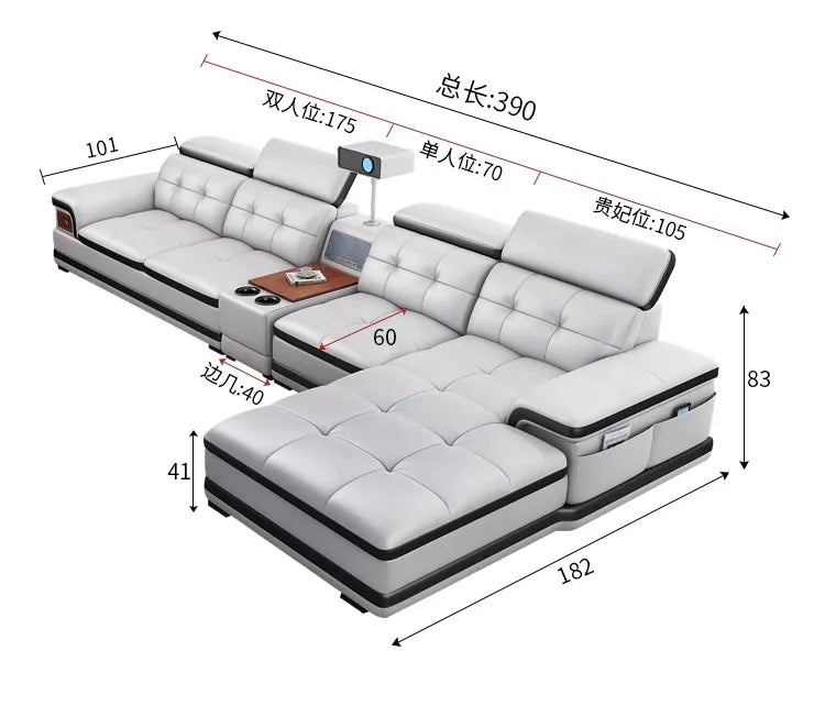 Modern Minimalist Sofa Electric Massage Chiar Floor Multifunctional Corner Sofa Lounges Relaxing Living Room Couch Furniture