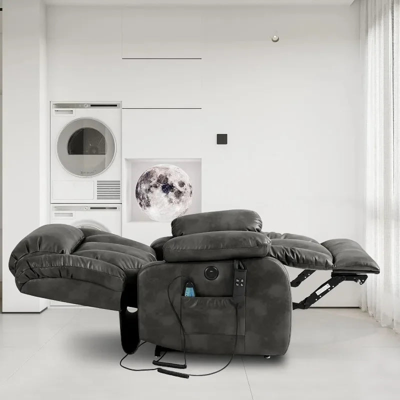 Infinite Position Power Lift Chair Lay Flat Recliner Dual Motor Sleeper Chair with Massage and Heating for Elderly