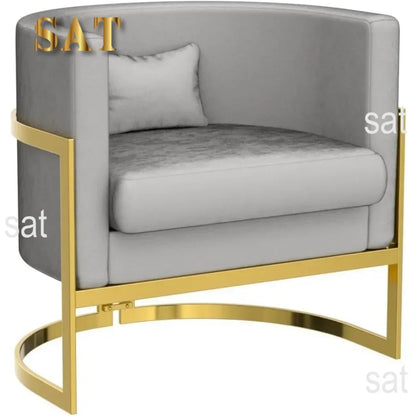 v Living Room Chair, Modern Gray Velvet Bucket Shaped Special Chair, Soft Padded Armchair, Bedroom Single Person Sofa