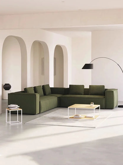 Retro corduroy tofu sofa straight row small apartment living room corner combination fabric small sofa