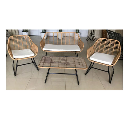 All-Weather 4pcs PE Rattan Sofa Set Luxury Modern Dining and Living Room for Courtyard School Outdoor Garden
