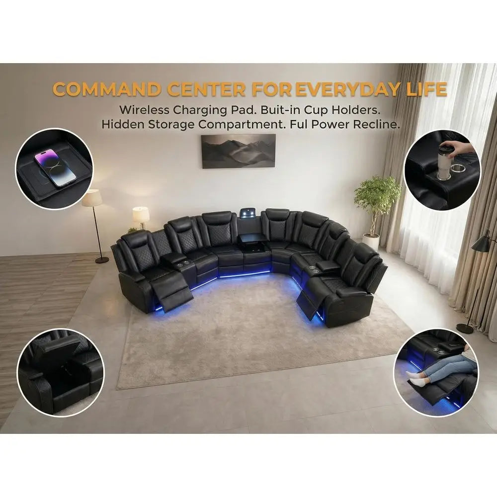 Power Recliner Set with LED, Cup Holders & Home Theater