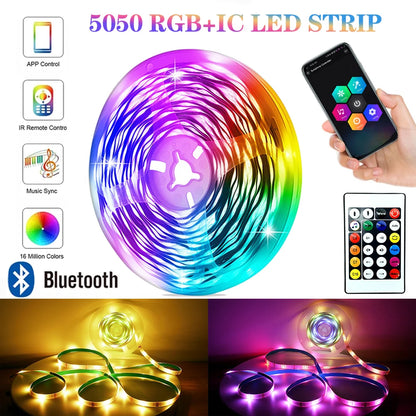 LED Strip Lights RGBIC 5050 LED Strips Commercial Grade Waterproofing App Control Tape Light For Bedroom Room Kitchen Bar