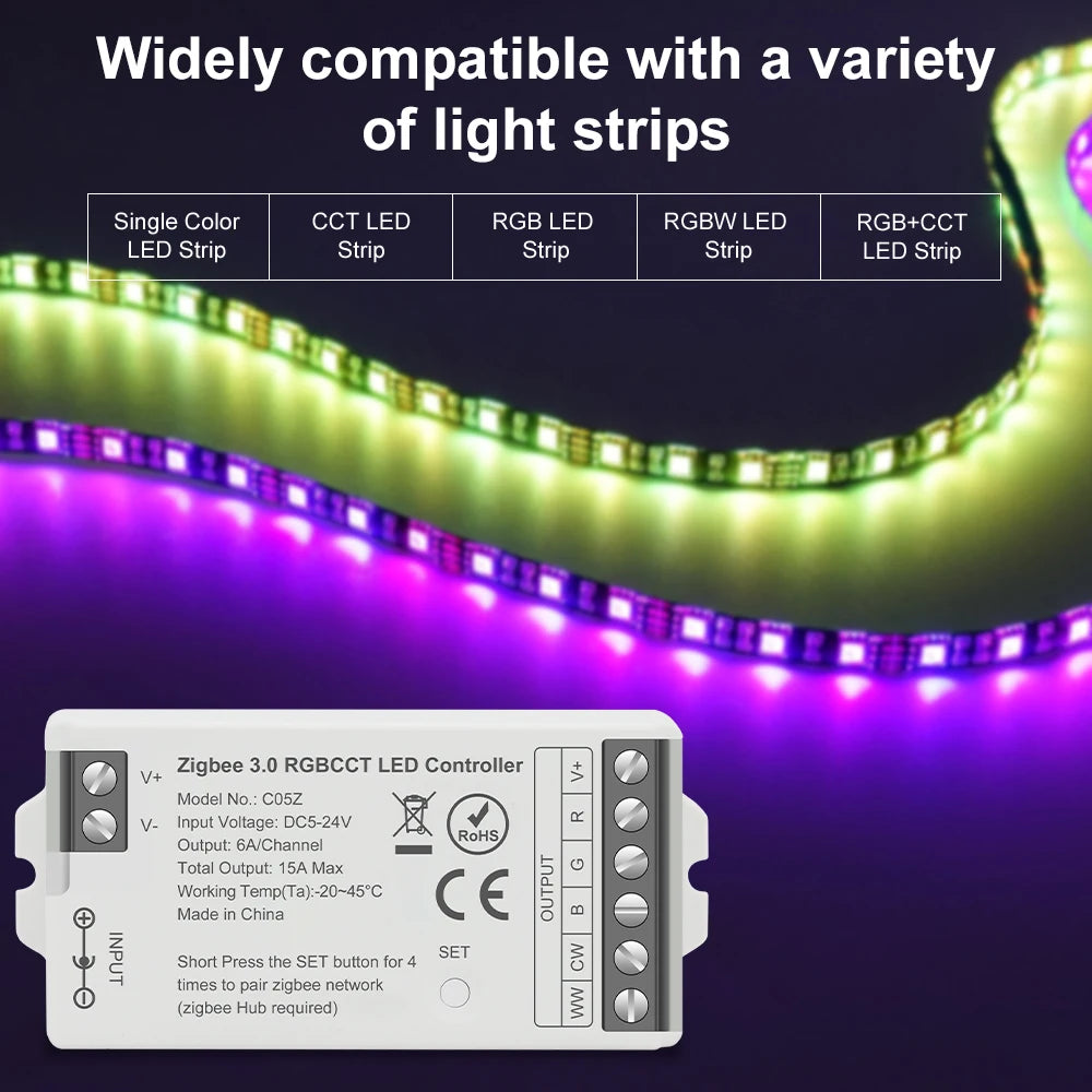 Smart LED Dimmer Tuya Wifi Zigbee DIM CCT RGB RGBW RGBCCT PWM LED Controller Support Alexa Google Home Voice Control