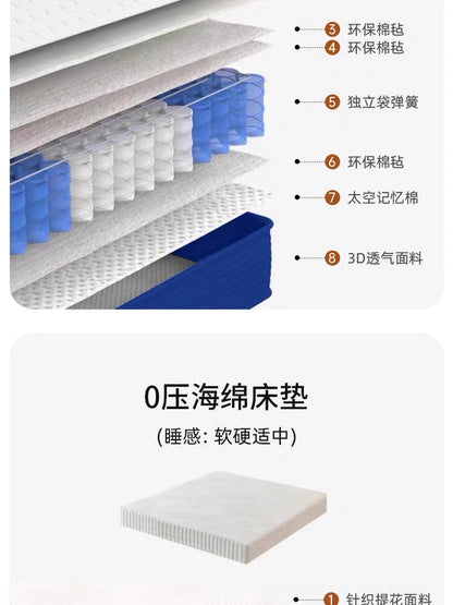 Smart bed, multi-functional modern bedroom double lift no headboard, zero pressure cotton mattress remote control electric bed